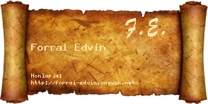 Forrai Edvin névjegykártya